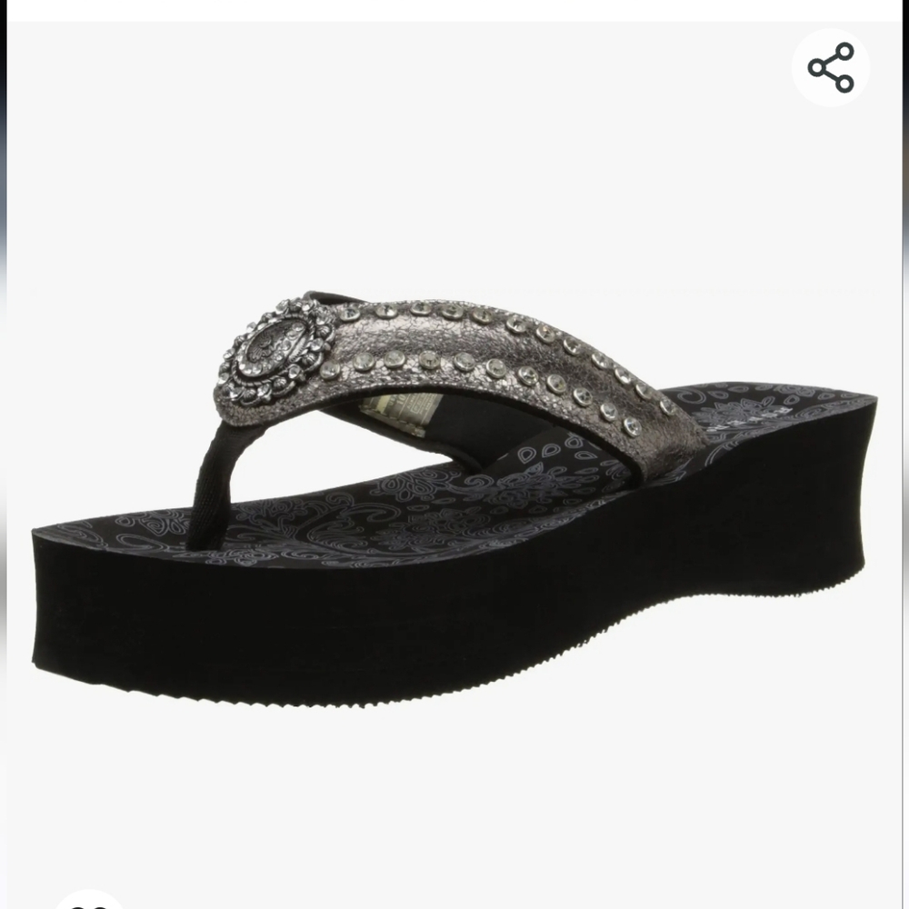 Roper Women's Conchos and Crystals Platform Sandal sz 9